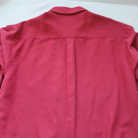 Red Polynosic Rayon Shirt | Y2K Men's XL Button-Down Collar - Picture 11 of 12